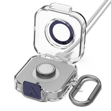Double Security Lock Case for Oura Ring Gen4 Charger with Keychain, Clear