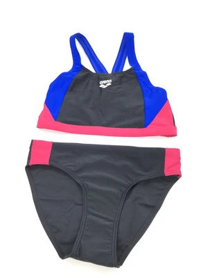 Arena Damen Badeanzug Schwimmanzug Bikini-Set REN, Schwarz/Blau/Rosa, D36