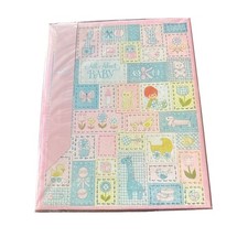 Vintage 1969 Hallmark All About Baby Memory Book New in Box Patchwork Pink Blue