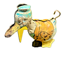 J.Chein 1930's Tin Litho Waddling Wind Up White Duck Works