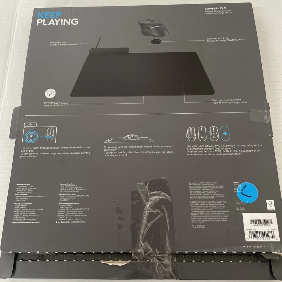 Alfombrilla de ratón de carga inalámbrica Logitech G POWERPLAY 2 - Negro (947-000001) Foto 4 de 4