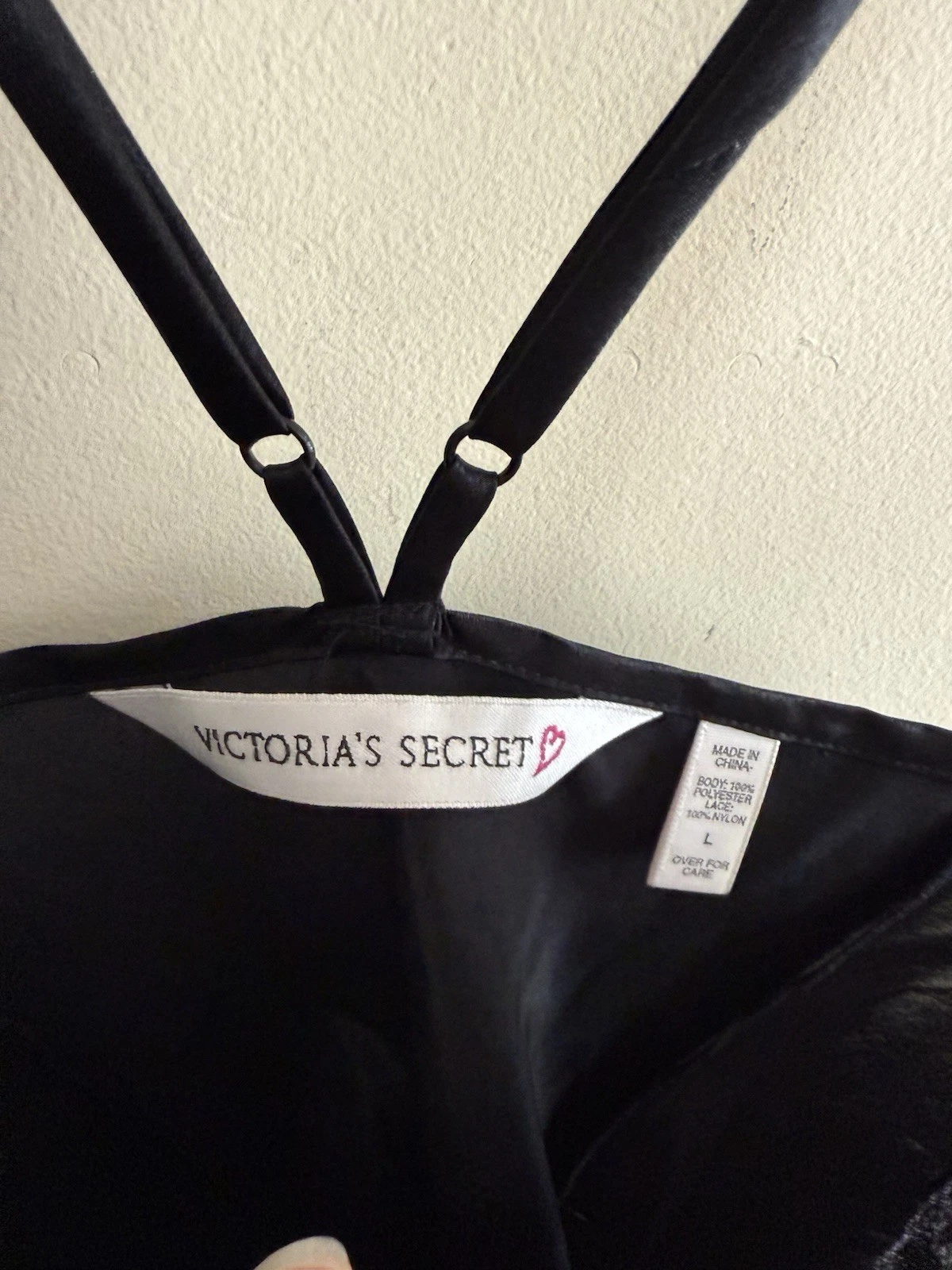 UNDERCOVER Mini abito slip vintage Y2K Victorias Secret grande L nero raso con bordo in pizzo