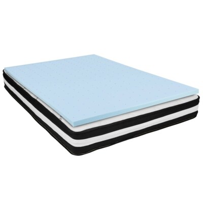 Flash Capri Comf Sleep Full 10'' Foam Pocket Mattress & 2'' Gel Mem Foam Topper