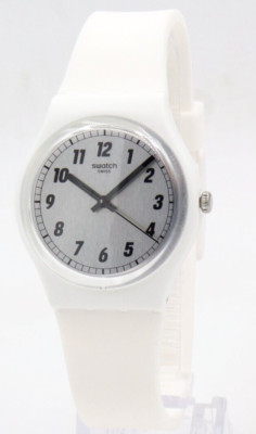 New Swiss Swatch Originals SOMETHING WHITE Silicone Watch 34mm GW194 $60