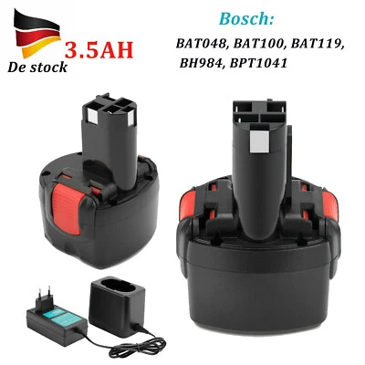 CREABEST 9.6V 3.5AH Ni-MH Akku/Ladegerät Für Bosch PSR 960 BAT048 BAT100 GSR PSR 9.6 VE-2