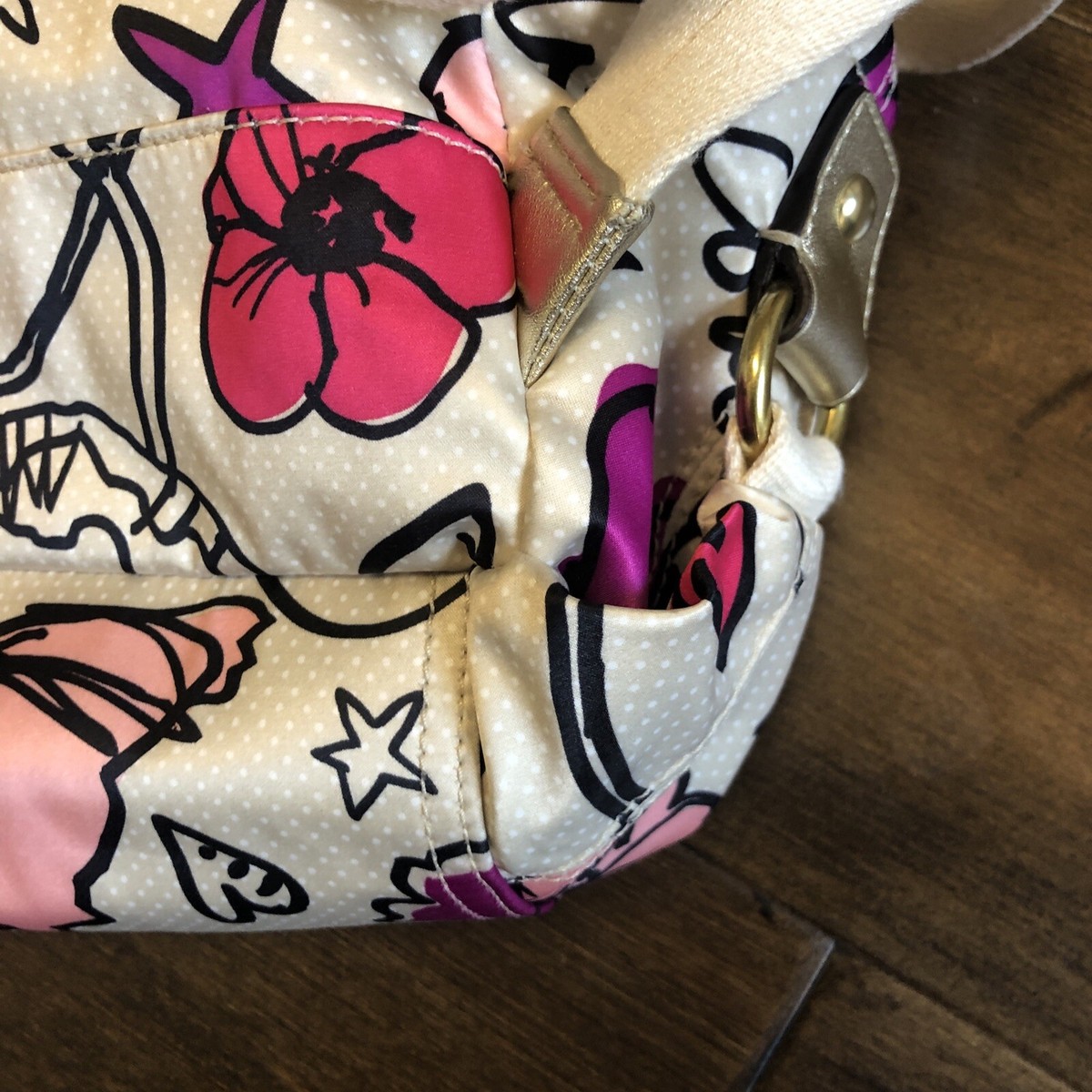 Coach Kyra Floral Poppy Design Pink Gold White Purple
