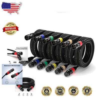 Flexible 25ft XLR Cables 6-Pack - Self-Locking Design for Secure Connections