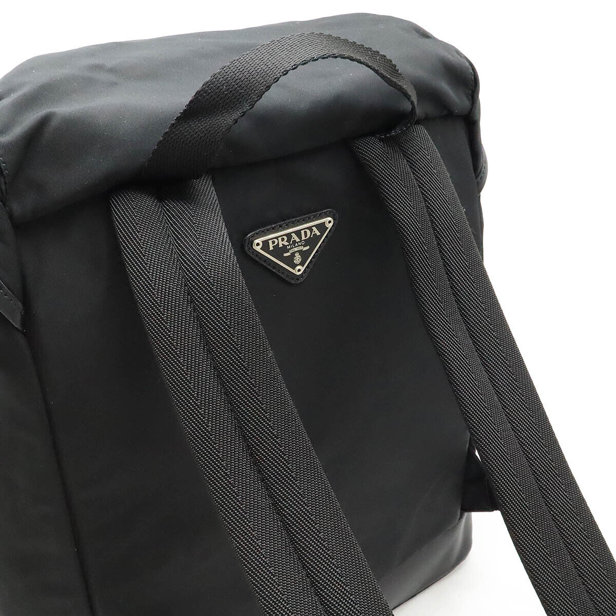 PRADA Backpack Nylon Leather NERO Black Silver Hardware V163 PRADA Backpack Nylon Leather NERO Black Silver Hardware V163
