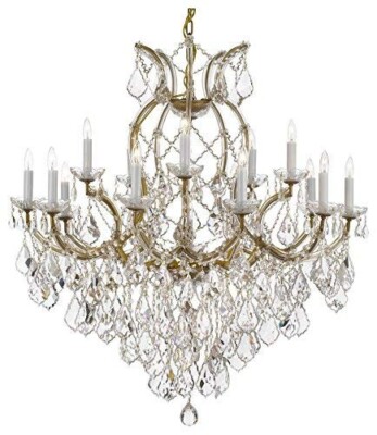 Crystal Trimmed Maria Theresa Chandelier Light Fixture Pendant Ceiling Lamp/Gold