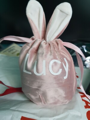 Rosa personalisierte Hase Samtbeutel, Leckerlibeutel, Osterfüller, Geschenke