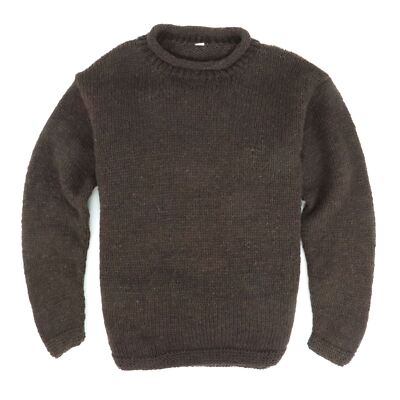 Handarbeit Strick Wollpullover Space Dye Streifen Uni Muster Regenbogen Pullover