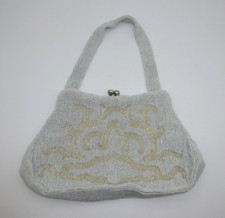 VINTAGE "BAGS BY LILLY" PALE BLUE BEADED PURSE - HAND MADE IN BELGIUM