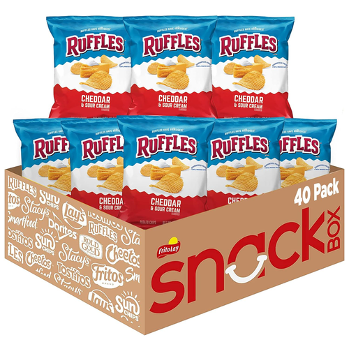 Ruffles Potato Chips, Cheddar Sour Cream, 1oz 40 Count