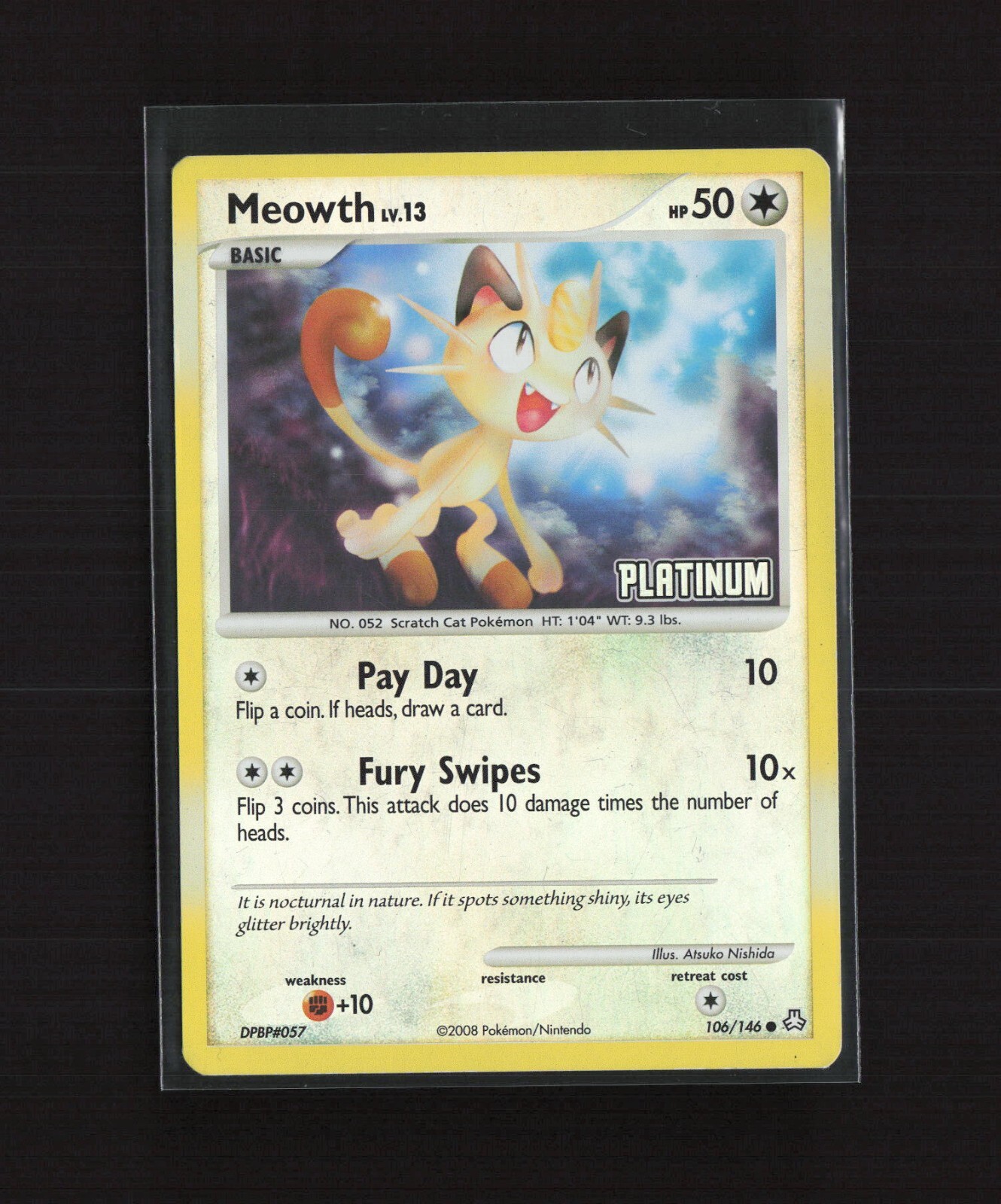 Meowth 106/146 Burger King 2008 Promo Reverse Holo Common Stamped Pokemon Card