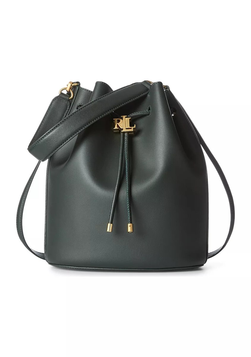 激安価格! Ralph Lauren Andie Mサイズ Leather Drawstring Bag Lauren Ralph Lauren Andie Drawstring Leather Bag Green $225