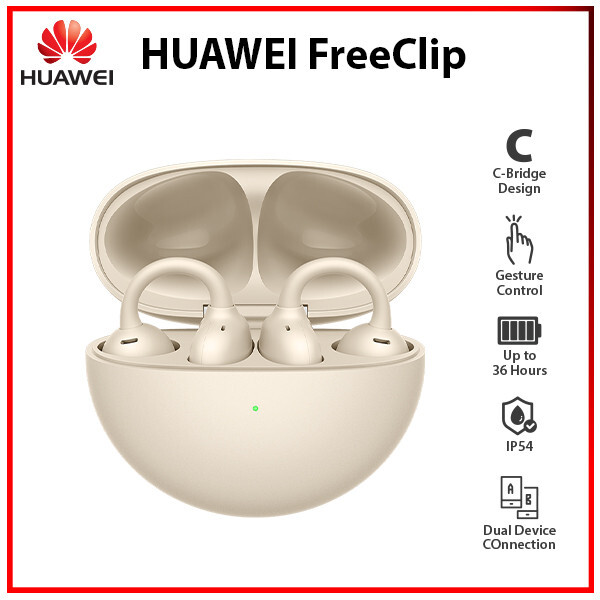 Huawei FreeClip BEIGE HD Call Touch Control Clip-on Open Ear