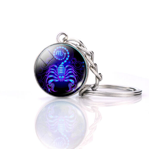 Luminous Scorpio Glass Ball Keychain Zodiac Keychain Key Rings 12 Constellation - Picture 1 of 23