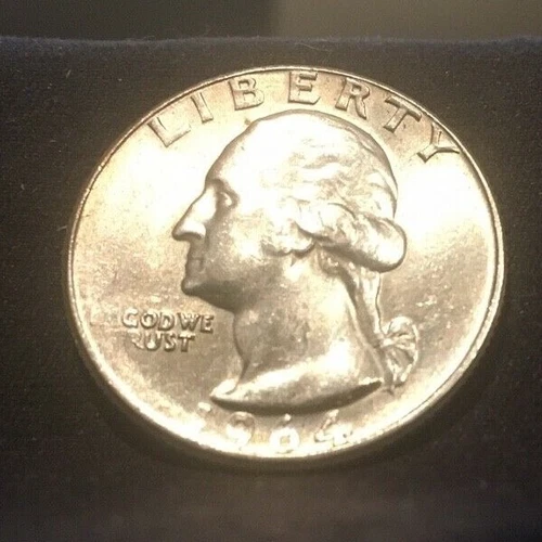 1964  Washington Quarter 90% Silver Brilliant AU US Coin