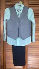 George Toddler Boy Kid 4 Pc Aqua Holiday Dress Up Outfit Suit Tie  Vest Sz 5