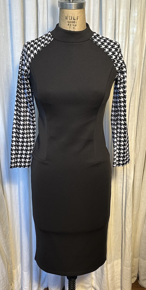 knee length dresses for ladies Black fluid neoprene midi dress main image 0
