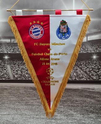 Bayern München v Futebol Clube do Porto 2015 bestickter Wimpel Größe 48 cm x 36