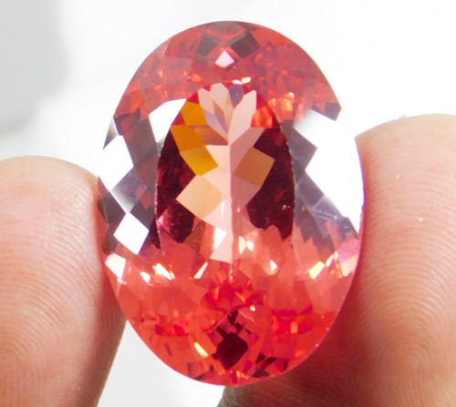 Zafiro Padparadscha genuino natural impecable 37,80 quilates forma ovalada piedra preciosa - Imagen 13 de 17