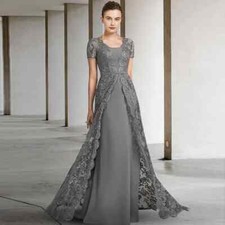 Mother Of The Bride Dress Lace Party Short Sleeves Chiffon Wedding Guest Gowns