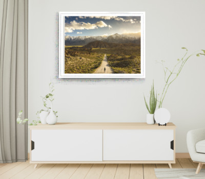 Mountain Print, Forest Wall Art, Cloudy Sky Framed Nature Wall Art,Natural