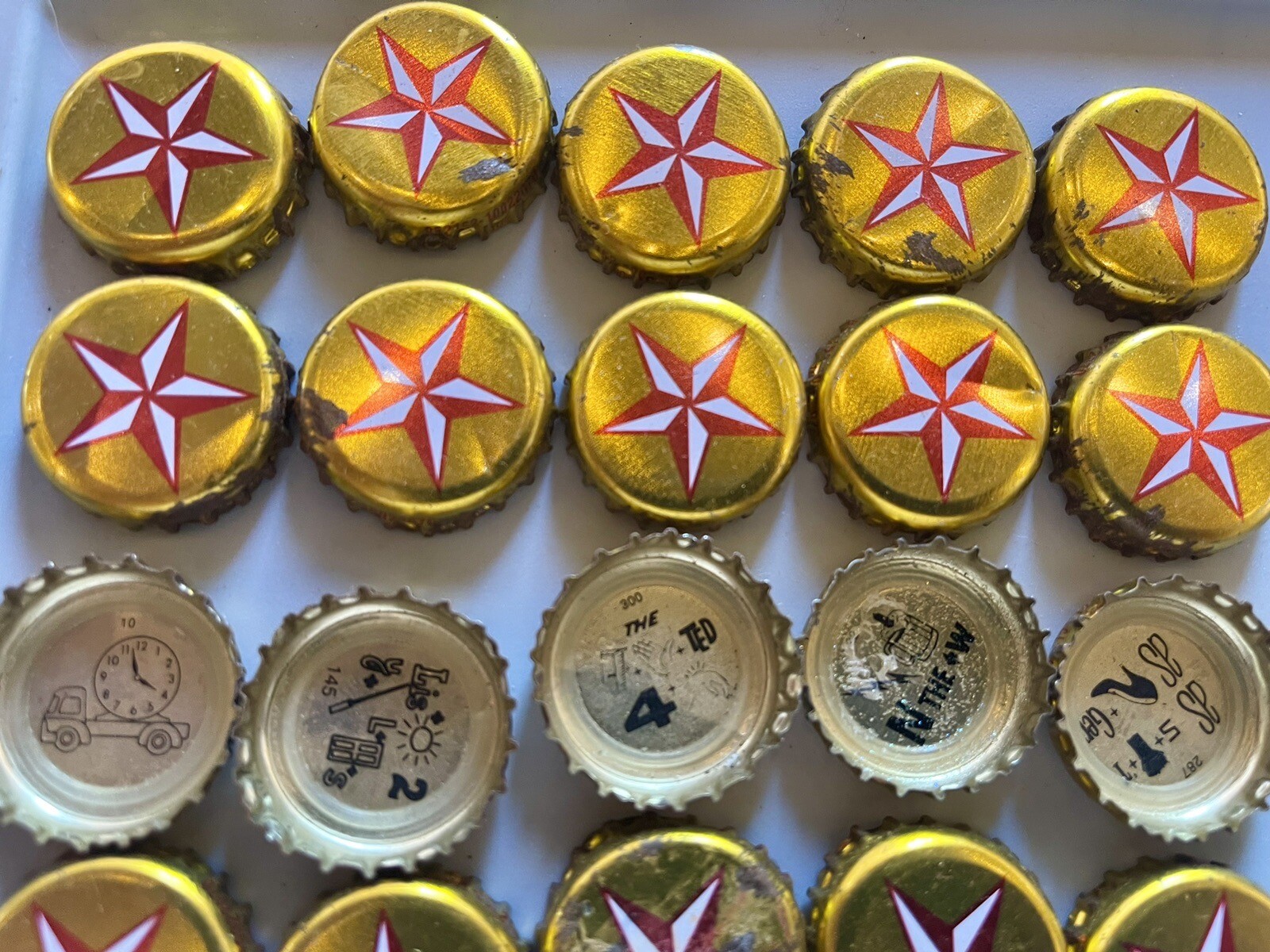 25 Gold LONE STAR Beer Bottle Caps Puzzles Dented Rusted eBay