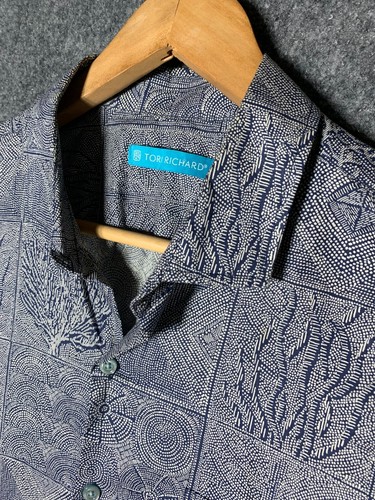 Tori Richard Hemd mit Knopfleiste Grau Herren Medium Kurzarm Kragen Hawaii - Bild 7 von 16