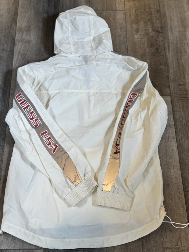 Chaqueta con Capucha Guess Sean Wotherspoon Nylon Blanca Nueva Sin Etiquetas Más de $200 Minorista Foto 2 de 4