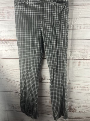 Old Navy High Rise Pixie Never Fade Ankle Pants Sz 6 Black Plaid Windowpane Grid