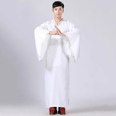 Traditionelles Hanfu Kostüm Herren Lang, Faltenrock, Kultiviert, Elegant