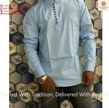 Indian Mens Kurta Nice Wedding Wear Shirt Loos Fit Color White Size