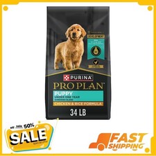 Purina Pro Plan Puppy Dry Dog Food for Under 1 Year, Real Chicken & Rice, 34 lb 2.10 per pound