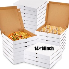 PerKoop 100 Pcs 14"x14" Pizza Boxes Bulk 14inch Empty Cardboard Pizza Box Reu...