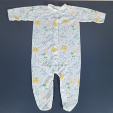 NB Vintage Triplets Baby Footed Sleeper Animal Print Zebra Elephant White Medium