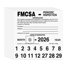 FMCSA Periodic Inspection Label 10-pk., 5" x 5", Permanent Adhesive Vinyl
