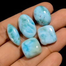 100 Natural Larimar Cabochon Loose Gemstone 5 Pcs 53 Ct. 14X14 19X12 mm A-7988
