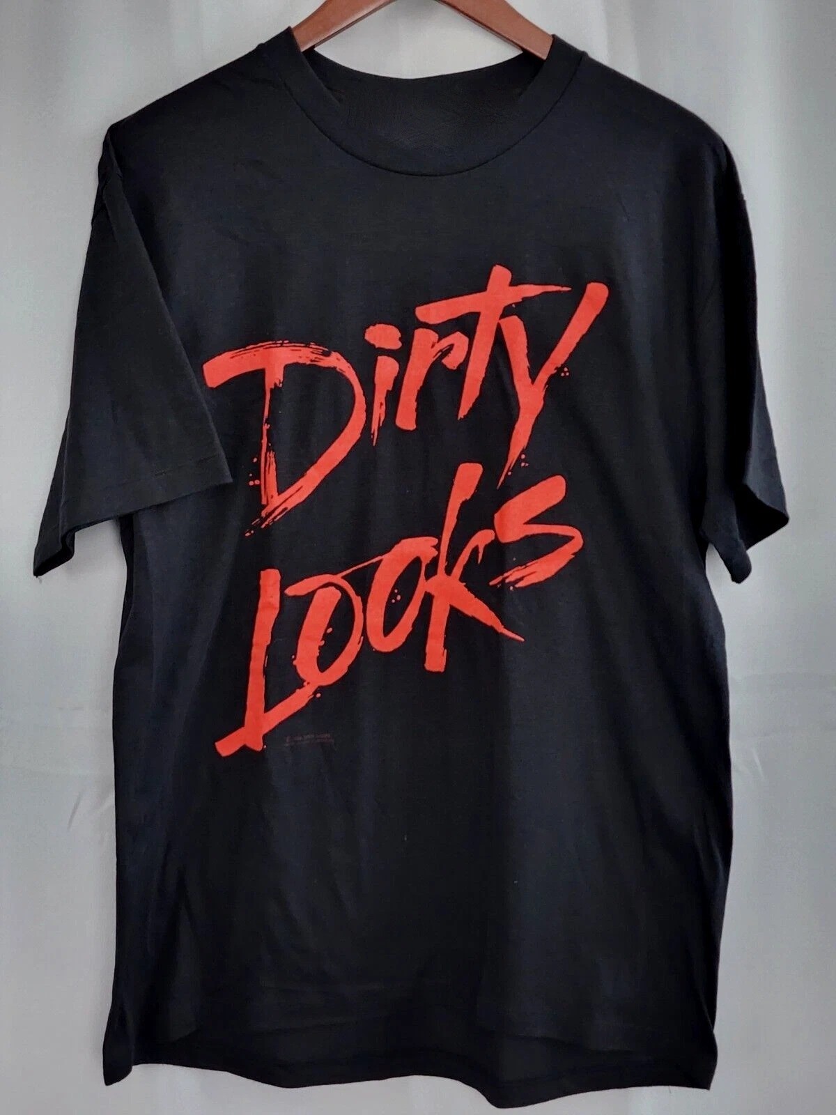 Vtg Dirty Looks Turn of the Screw Tour Cotton Black S-5XL Unisex Shirt AQ398