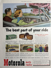 1951 Motorola Auto Radio Best Part Ride Economy unit Push Button Set VTG Ad
