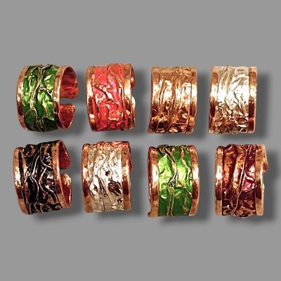 Bunter Kupferring Massiv Reines Kupfer Handarbeit, Verstellbar, Unisex Boho Ring