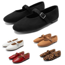Women Comfortable Slip On Ballet Flat Ankle Strap Close Toe Mary Jane Flat Shoes