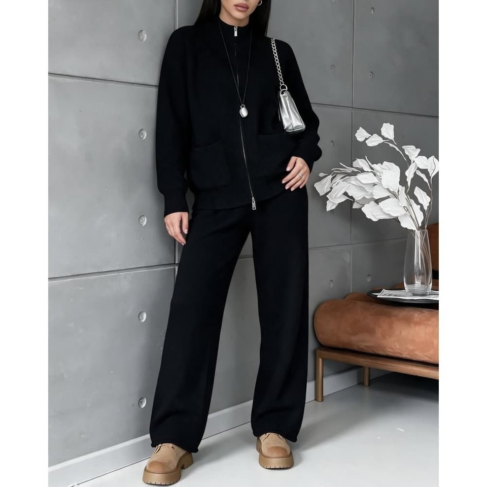 Polyester Women's Solid Color Half Turtleneck Zip Up Sweatsuit for ...