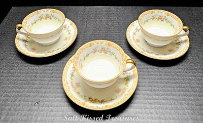 Noritake China Derwood 617 Tea Cup and Saucer Sets (3)-47G