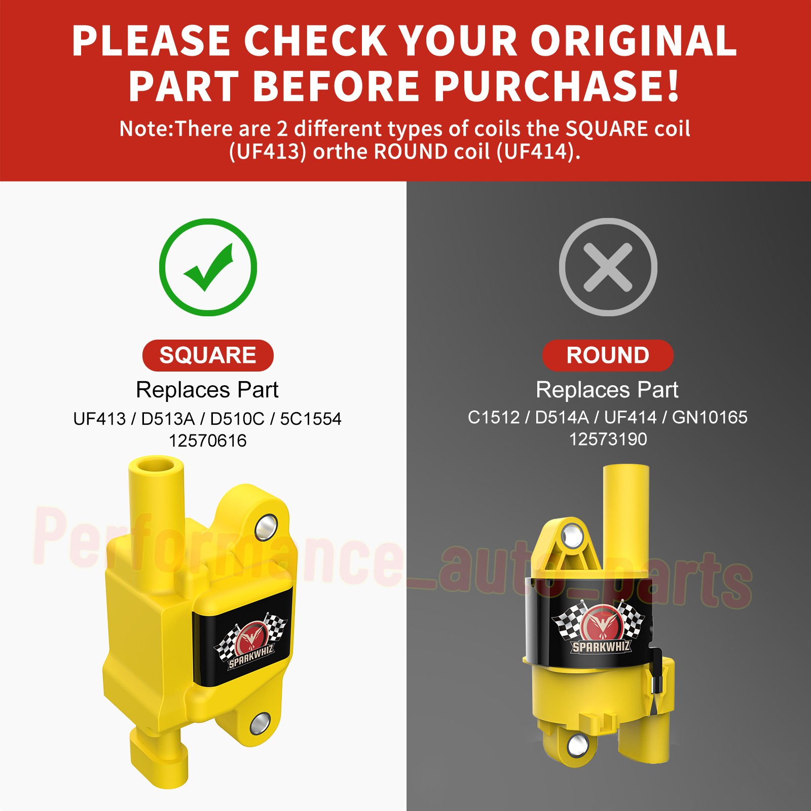 Pack of 8 Square Ignition Coil+Spark Plug+Wire For Chevy GMC 5.3L 6.2L V8 UF413