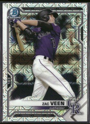 Zac Veen 2021 Bowman #BCP-3 Chrome Prospects Mojo Refractor Colorado Rockies