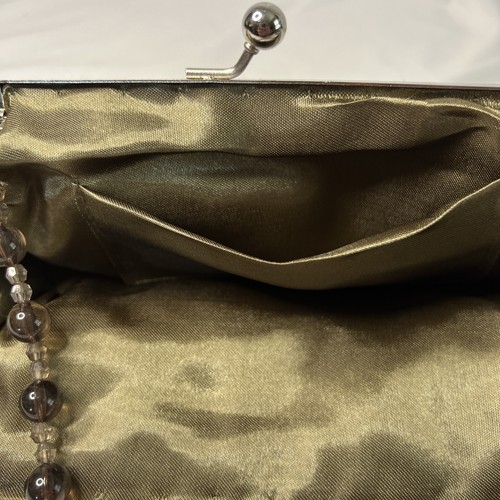 Vtg Brown Embellished Sequence Tassel Clutch Kiss Clasp Cocktail Purse Retro HTF - Picture 4 of 5