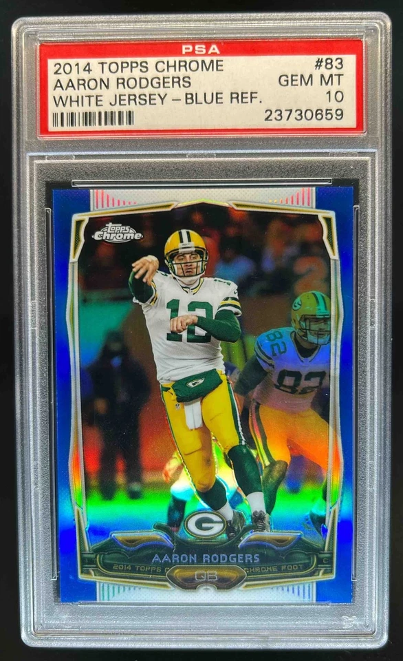 2014 Topps Chrome Aaron Rodgers Blue Refractor #90/199 Packers PSA 10