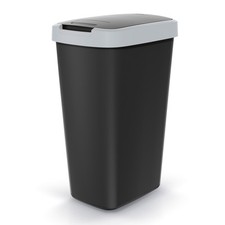 Secchio Rifiuti Plastica Nero con Coperchio - 45L - Pattumiera Contenitore Riciclo